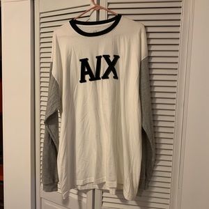 NWT Armani Exchange White and Gray Sleeve Shirt